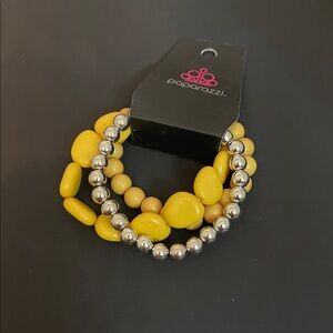 Paparazzi Bold Yellow and Silver Bracelet Set